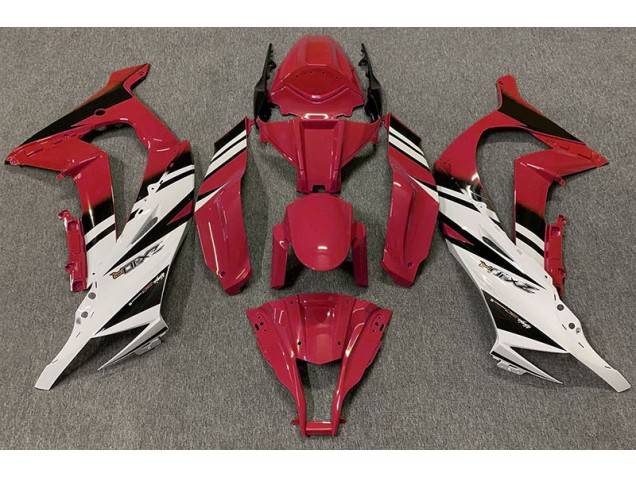 2011-2015 Gloss Red & White Kawasaki ZX10R Fairings