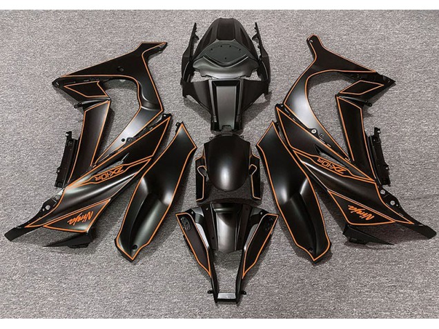 2011-2015 Matte Black & Orange Lining Kawasaki ZX10R Fairings