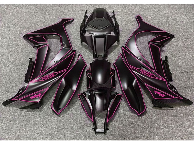 2011-2015 Matte Black & Pink Lining Kawasaki ZX10R Fairings