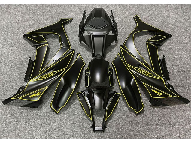 2011-2015 Matte Black & Yellow Lining Kawasaki ZX10R Fairings