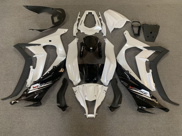 2011-2015 Pearl White & Black Kawasaki ZX10R Fairings