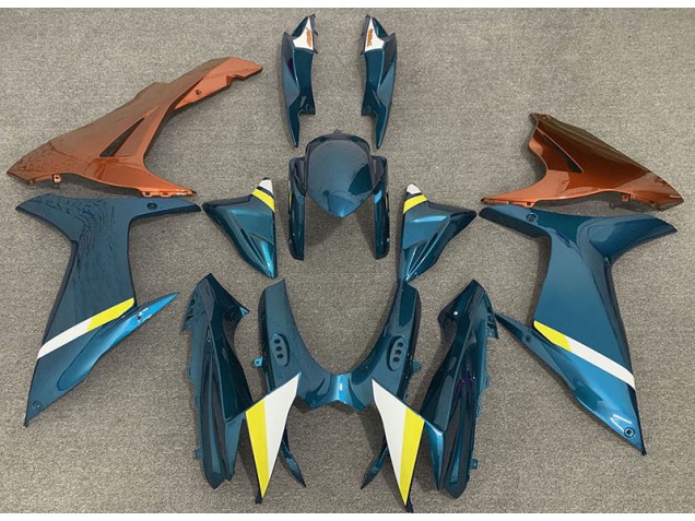 Best Aftermarket 2011-2020 Gloss Light Blue and Orange Suzuki GSXR 600-750 Fairings