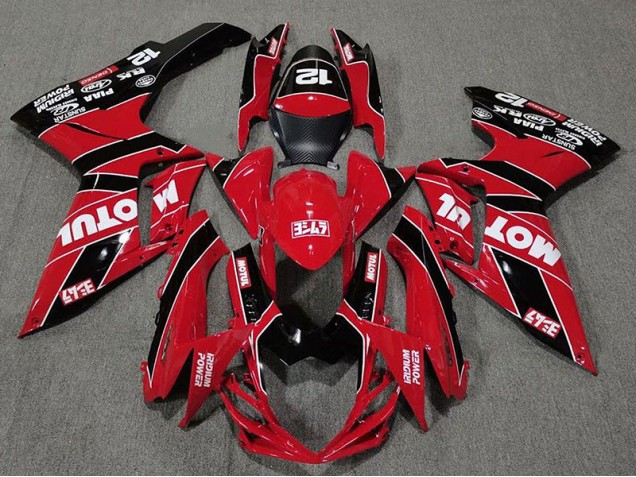 Best Aftermarket 2011-2020 Gloss Red and Black Motul Suzuki GSXR 600-750 Fairings