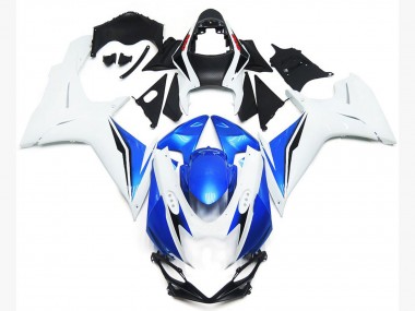 Best Aftermarket 2011-2020 Gloss White and Blue Style Suzuki GSXR 600-750 Fairings