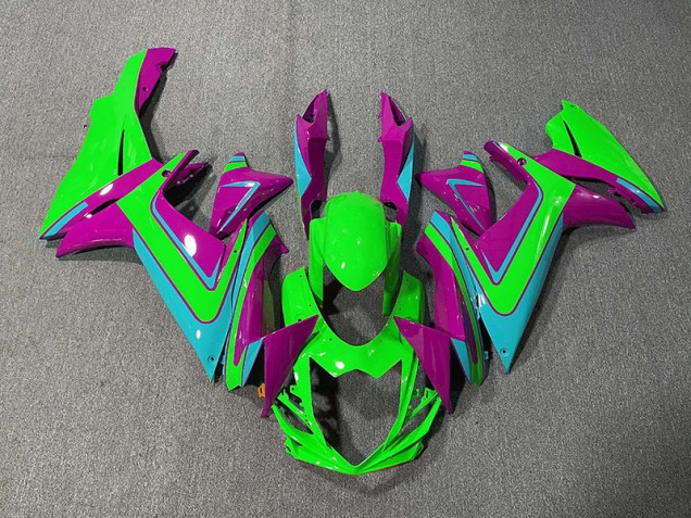 Best Aftermarket 2011-2020 Green Light Blue and Magenta Suzuki GSXR 600-750 Fairings