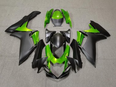 2011-2020 Matte Black and Green Suzuki GSXR 600-750 Fairings