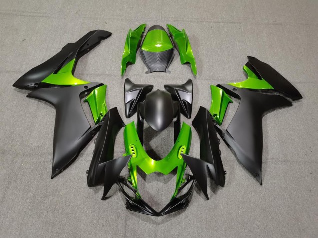 Best Aftermarket 2011-2020 Matte Black and Green Suzuki GSXR 600-750 Fairings