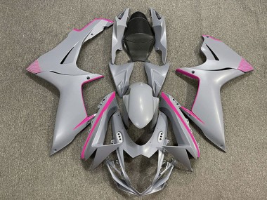 Best Aftermarket 2011-2020 Matte Nardo Gray & Pink Accents Suzuki GSXR 600-750 Fairings