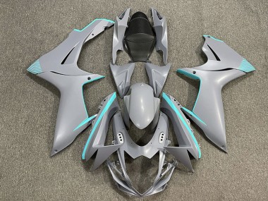 Best Aftermarket 2011-2020 Matte Nardo Gray & Teal Accents Suzuki GSXR 600-750 Fairings