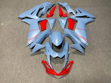 Best Aftermarket 2011-2020 Matte Sky Blue & Red Suzuki GSXR 600-750 Fairings