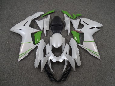 Best Aftermarket 2011-2020 Pearl White and Green Suzuki GSXR 600-750 Fairings