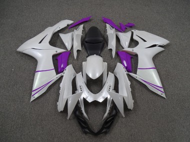 Best Aftermarket 2011-2020 Pearl White and Purple Suzuki GSXR 600-750 Fairings