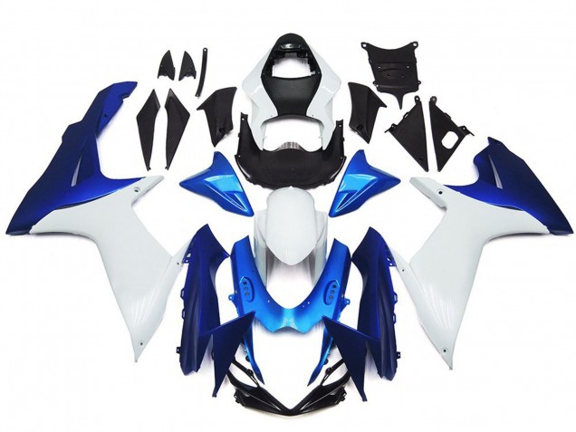 2011-2020 Plain White and Blue Style Kit Suzuki GSXR 600-750 Fairings