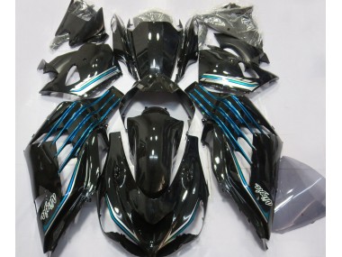 Best Aftermarket 2012-2019 Gloss Black & Light Blue Kawasaki ZX14R Fairings