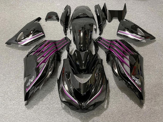 2012-2019 Gloss Black & Pink Kawasaki ZX14R Fairings