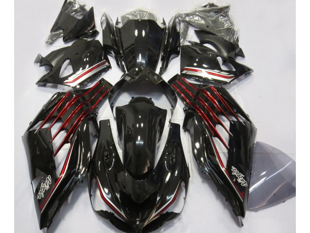 2012-2019 Gloss Black & Red Kawasaki ZX14R Fairings