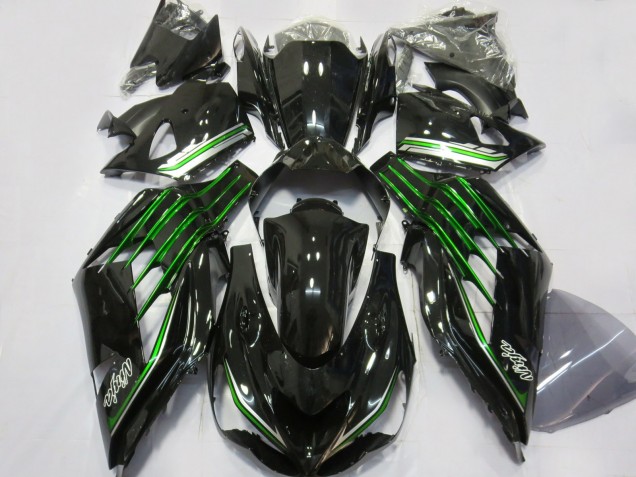 2012-2019 Gloss Black with Green Kawasaki ZX14R Fairings