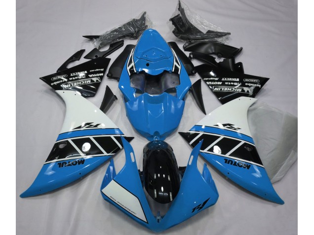 2013-2014 Gloss Light Blue White and Black Yamaha R1 Fairings