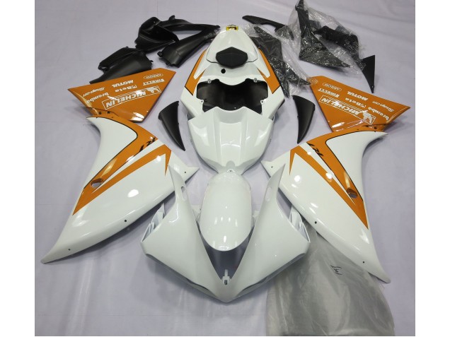 2013-2014 Gloss White and Orange Yamaha R1 Fairings