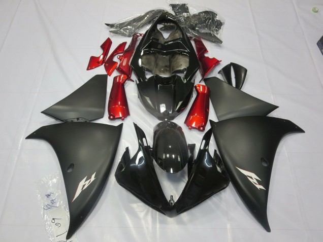 2013-2014 Matte Black Red Yamaha R1 Fairings