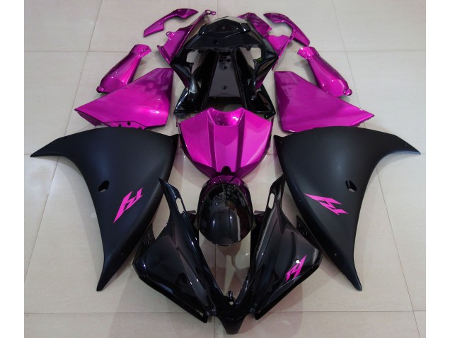 2013-2014 Matte Black and Pink Yamaha R1 Fairings