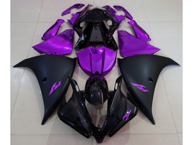 2013-2014 Matte Black and Purple Yamaha R1 Fairings