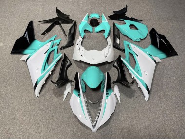 2013-2016 Gloss White and Teal Triumph Daytona 675 Fairings