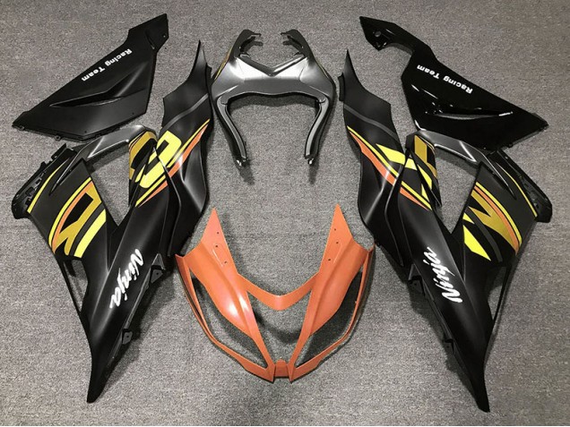 Best Aftermarket 2013-2018 Gloss Black & Orange Kawasaki ZX6R Fairings