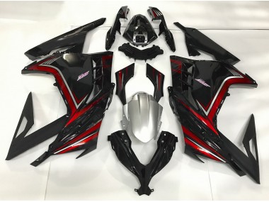 Best Aftermarket 2013-2018 Gloss Black & Red Kawasaki Ninja 300 Fairings