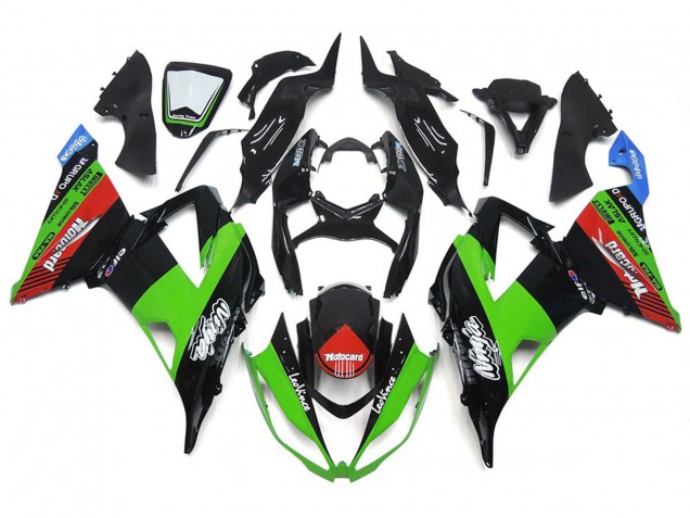 2013-2018 MotoCard Green and Black Kawasaki ZX6R Fairings