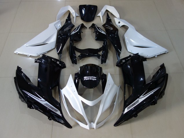 2013-2018 Pearl White and Black Kawasaki ZX6R Fairings