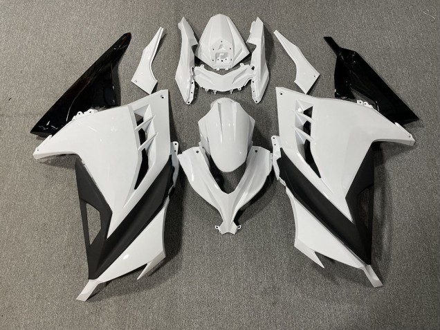 Best Aftermarket 2013-2018 White and Black Sharp Gloss Kawasaki Ninja 300 Fairings