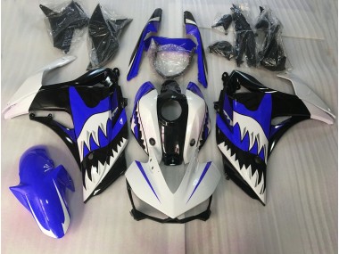 2015-2018 Blue and White Shark Yamaha R3 Fairings