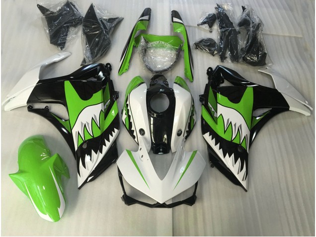 2015-2018 Lime Green and White Shark Yamaha R3 Fairings