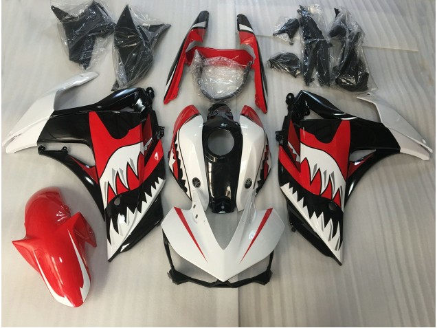 2015-2018 Red and White Shark Yamaha R3 Fairings