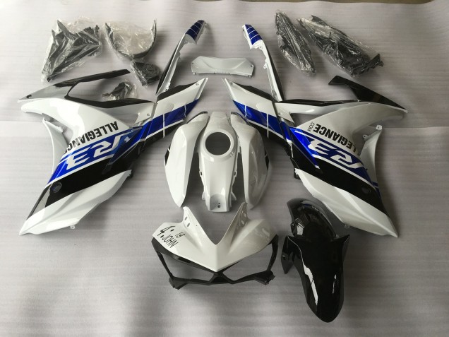 2015-2018 White Blue and Black Yamaha R3 Fairings