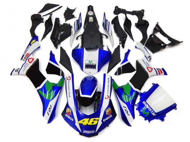 Best Aftermarket 2015-2019 Blue and White 46 Yamaha R1 Fairings