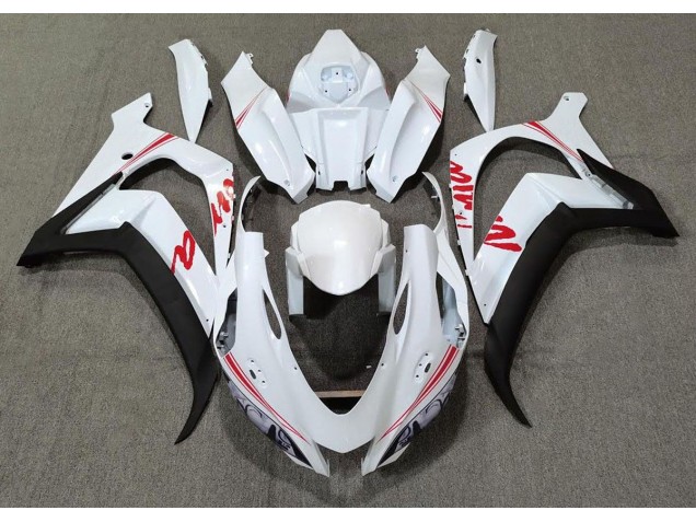 2016-2019 Pearl White & Red Kawasaki ZX10R Fairings