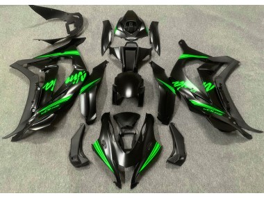 2016-2019 Satin Black & Green Kawasaki ZX10R Fairings