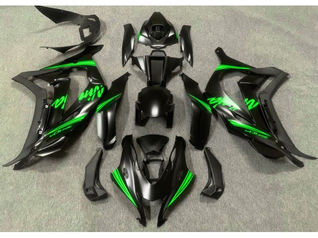 Best Aftermarket 2016-2019 Satin Black & Green Kawasaki ZX10R Fairings