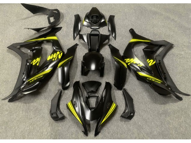 2016-2019 Satin Black & Yellow Kawasaki ZX10R Fairings