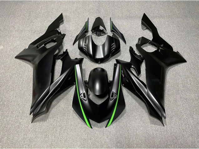 2017-2019 Matte Black & Green Accents Yamaha R6 Fairings