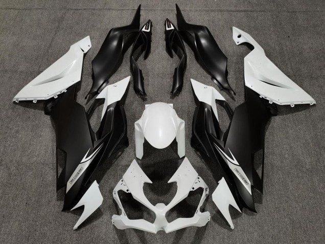 2019-2020 Matte Pearl White and Black Kawasaki ZX6R Fairings