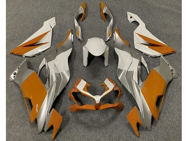 2019-2020 Orange White and Silver Kawasaki ZX6R Fairings