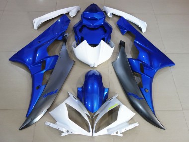 Best Aftermarket 2006-2007 White Blue / Custom Yellow Yamaha R6 Fairings